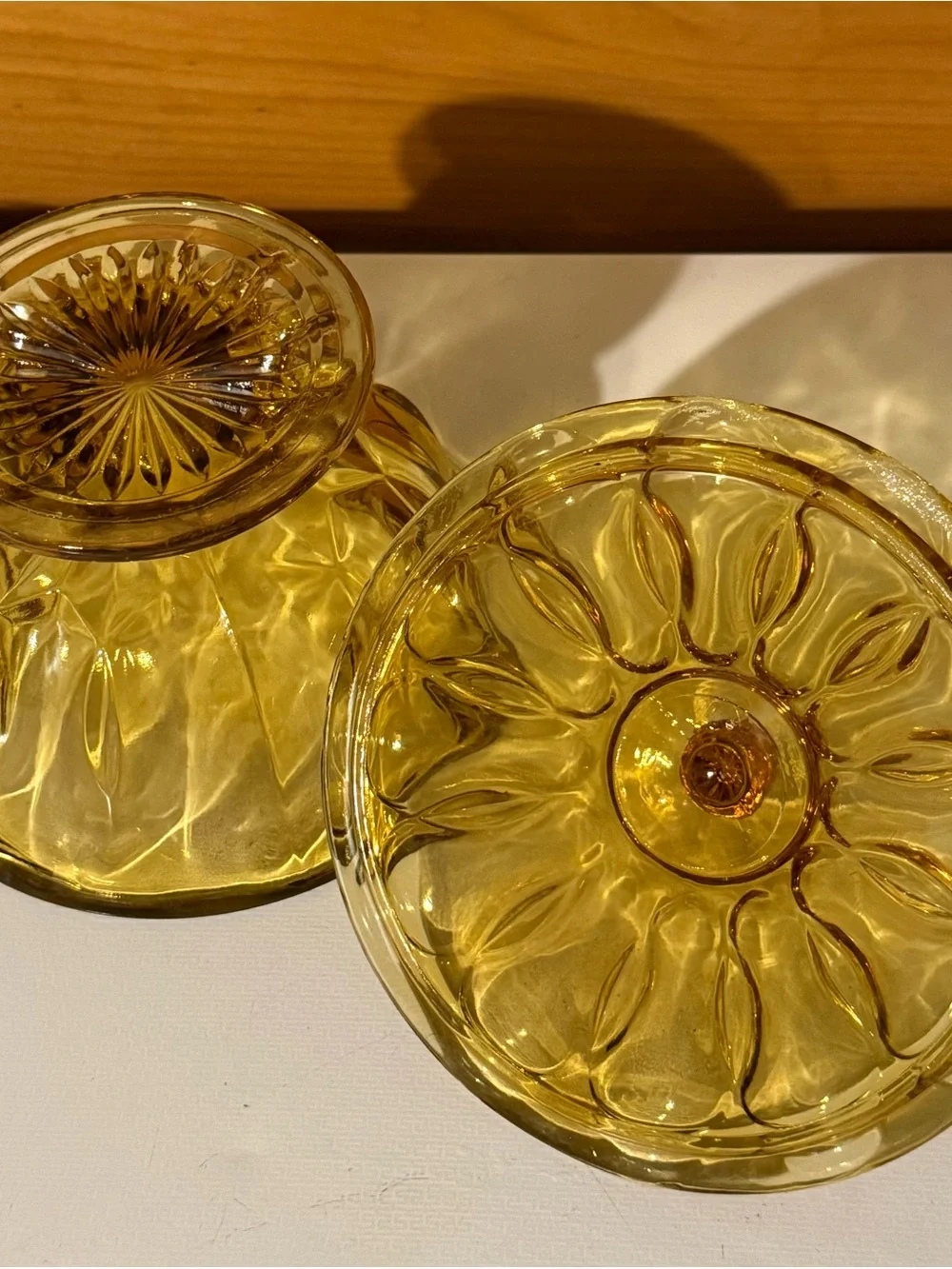 vintage Anchor Hocking Fairfield amber glass candy dish